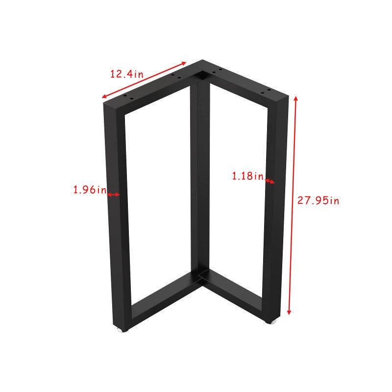 TIEOU Metal Legs for Table V Shape 28" H Tall Metal Black Table Leg Heavy Duty Industrial Desk Legs Set of 2 - Image 4